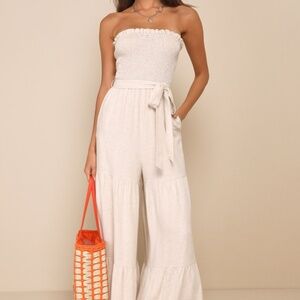 LULUS elegant Cream Strapless Dress